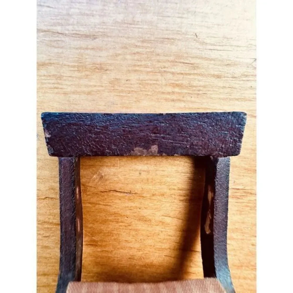 Dollhouse‎ Miniature Handcrafted Chair With Plaid Cushion Furniture